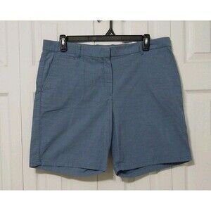 Gap Women The Boyfriend Roll Up Leg Khaki Shorts Oxford Blue Cotton Pinstripe 16
